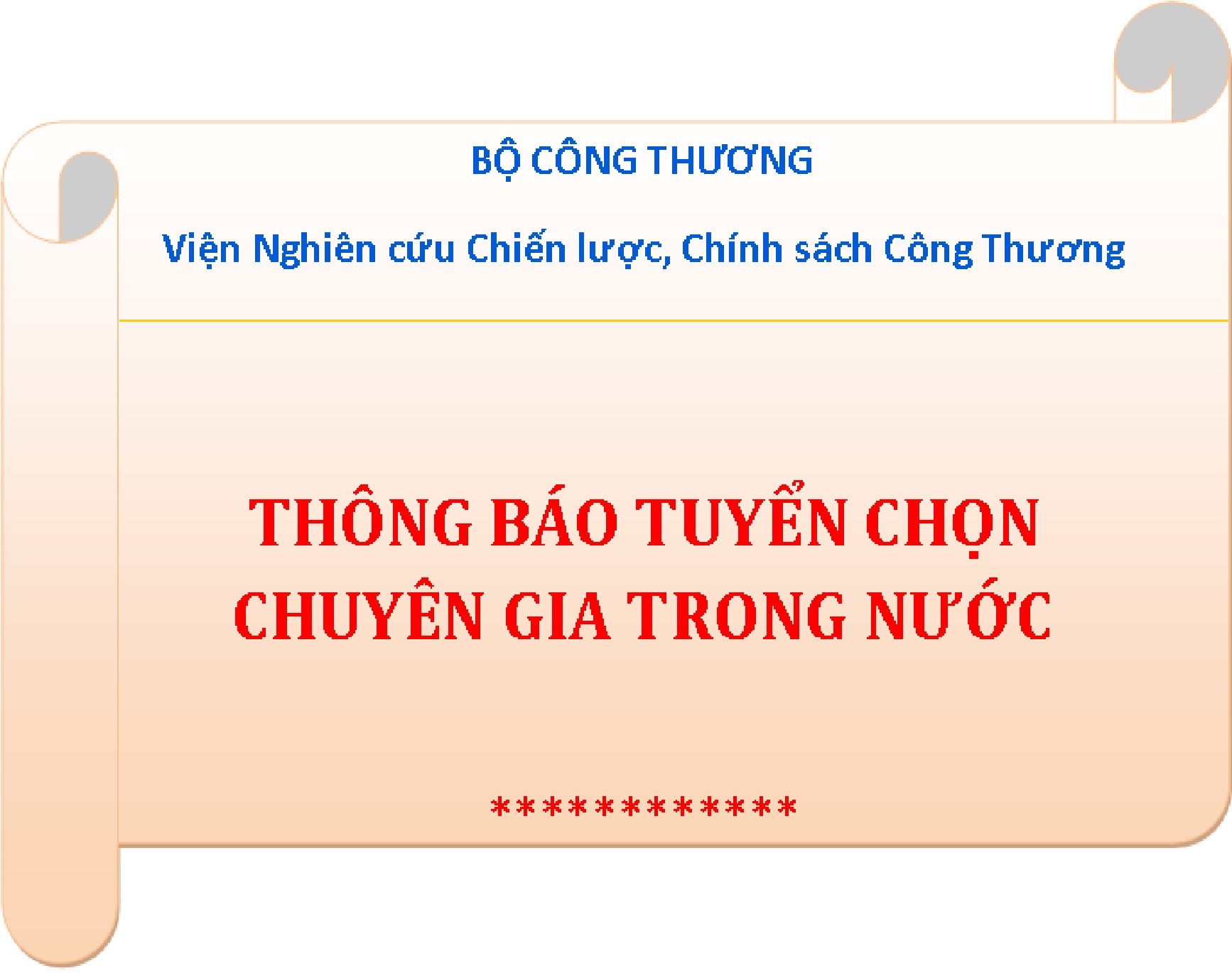 THÔNG BÁO TUYỂN CHỌN CHUYÊN GIA TRONG NƯỚC