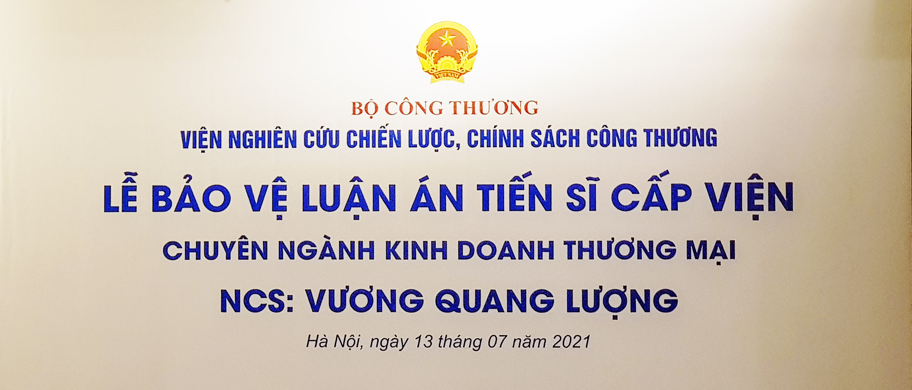 Lễ bảo vệ Luận án Tiến sĩ cấp Viện của NCS. Vương Quang Lượng