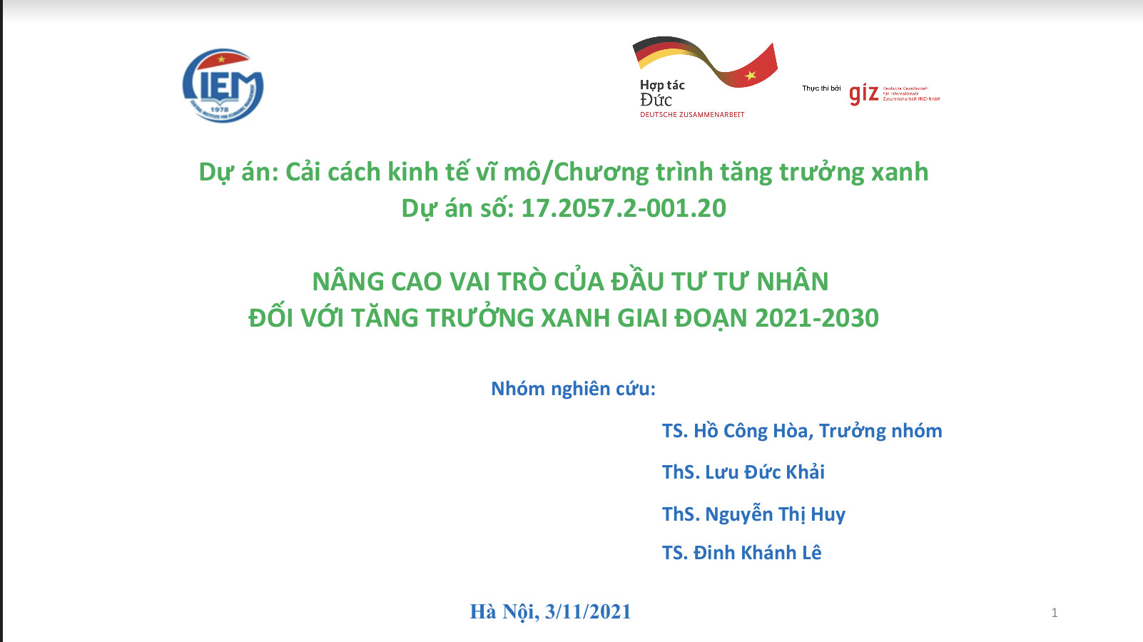 Hội thảo nâng cao vai trò của đầu tư tư nhân đối với tăng trưởng xanh giai đoạn 2021 - 2030