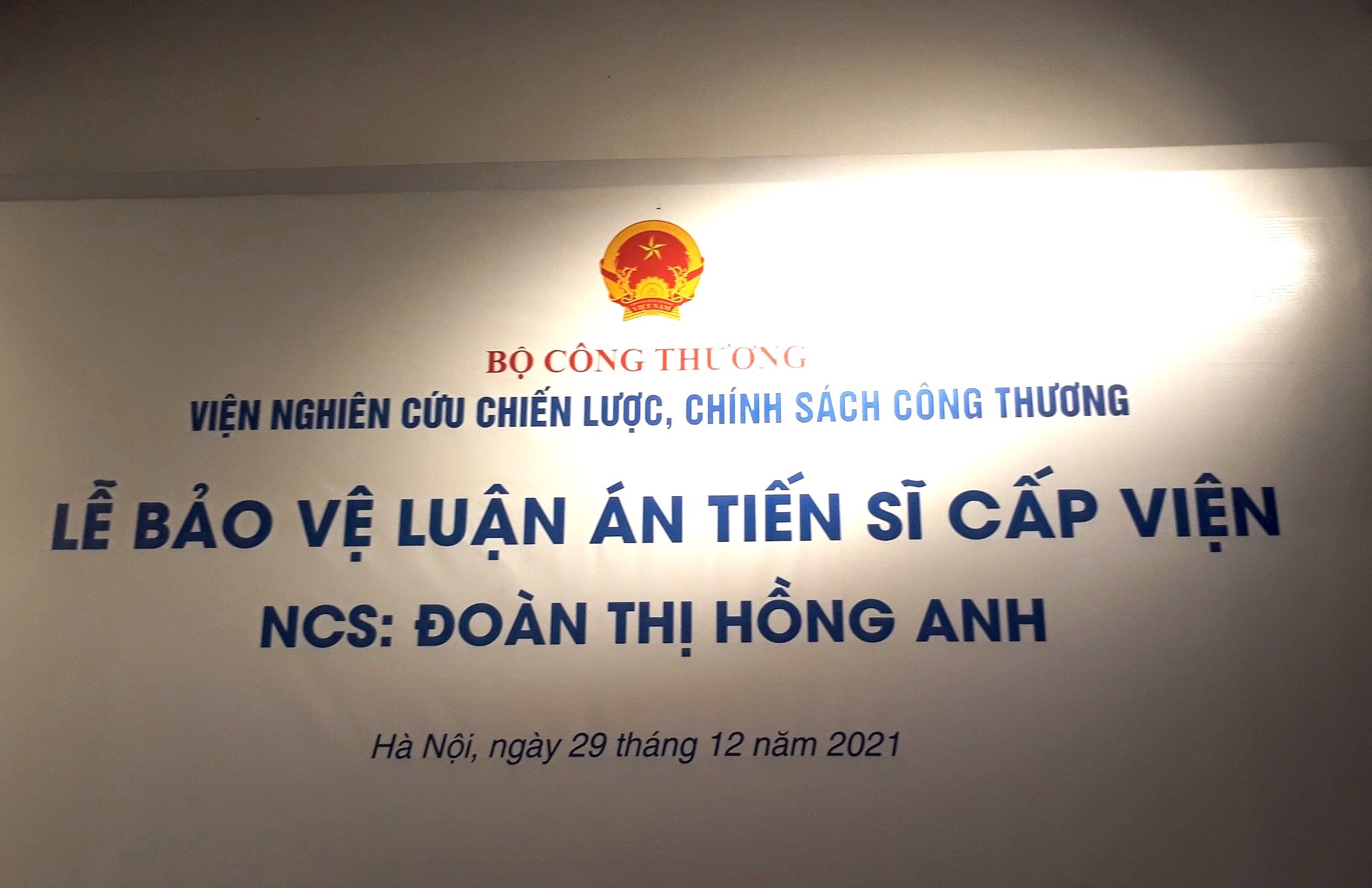 Lễ bảo vệ Luận án Tiến sĩ cấp Viện của NCS. Đoàn Thị Hồng Anh